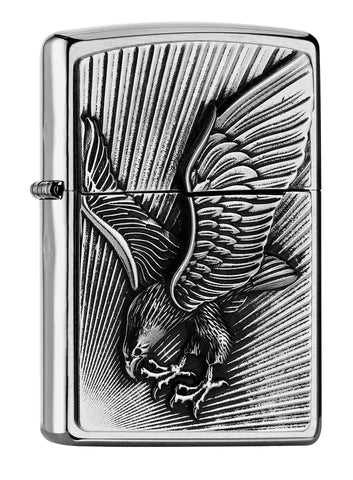 Der Adler im Sturzflug, ein schönes Adler Zippo Chrome Brushed Emblem Benzinfeuerzeug mit dem König der Lüfte,