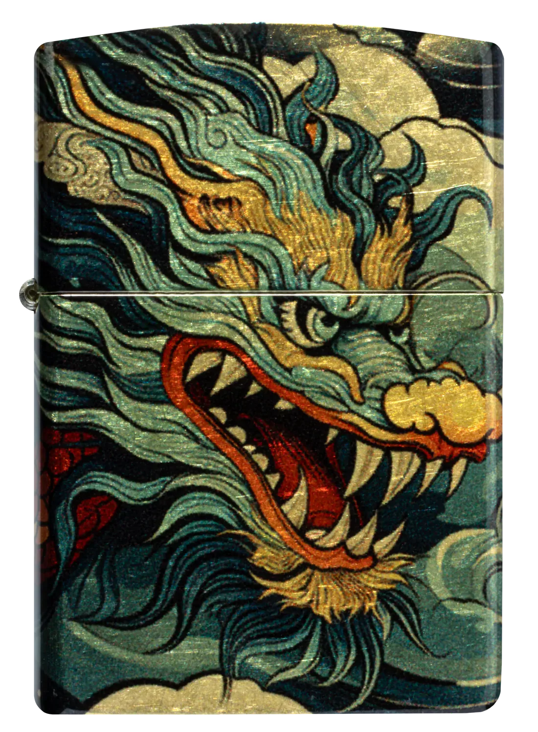 Ein Chinesischer Drache auf einem Zippo Benzinfeuerzeug.