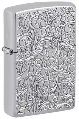 Zippo Armor Feuerzeug mit floralem Muster in High Polished Chrome