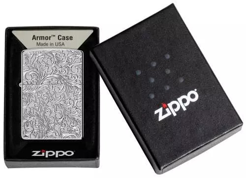 Zippo mit floralem Muster in Geschenkverpackung one box