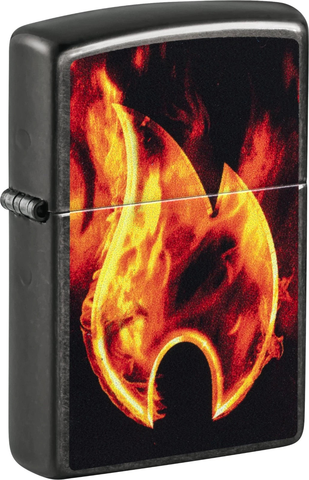 Zippo Feuerzeug mit Flammenmotiv, geschlossen