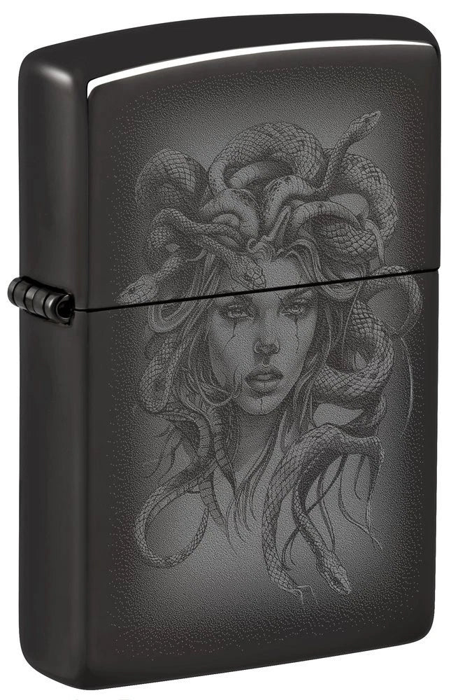 Zippo Feuerzeug Medusa High Polished Black geschlossen