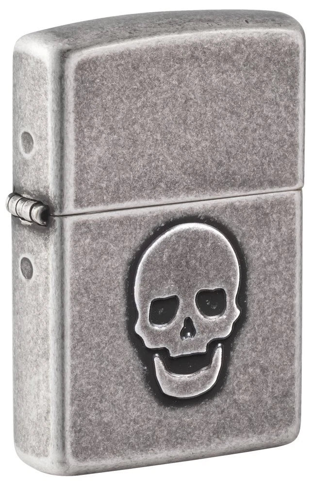 Zippo Feuerzeug Antik Silver mit Totenkopf-Stempel geschlossen