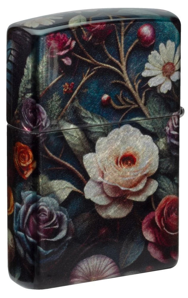 Rückseite Zippo mit floraler Gestaltung