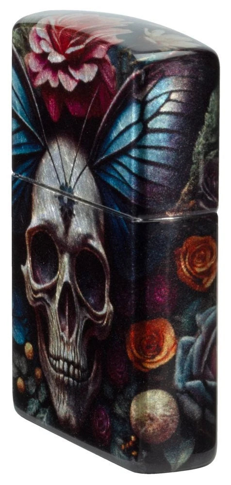 Seitenansicht Zippo mit Schädel-Design