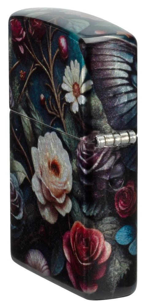 Seitenansicht Zippo mit Rosenmuster
