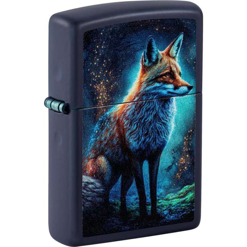Auf der Basis eines Navy Blue Matte wurde dieses wunderbare Fuchs Zippo produziert. Ein super Bild mit wunderbaren Farben. Toll gemacht.