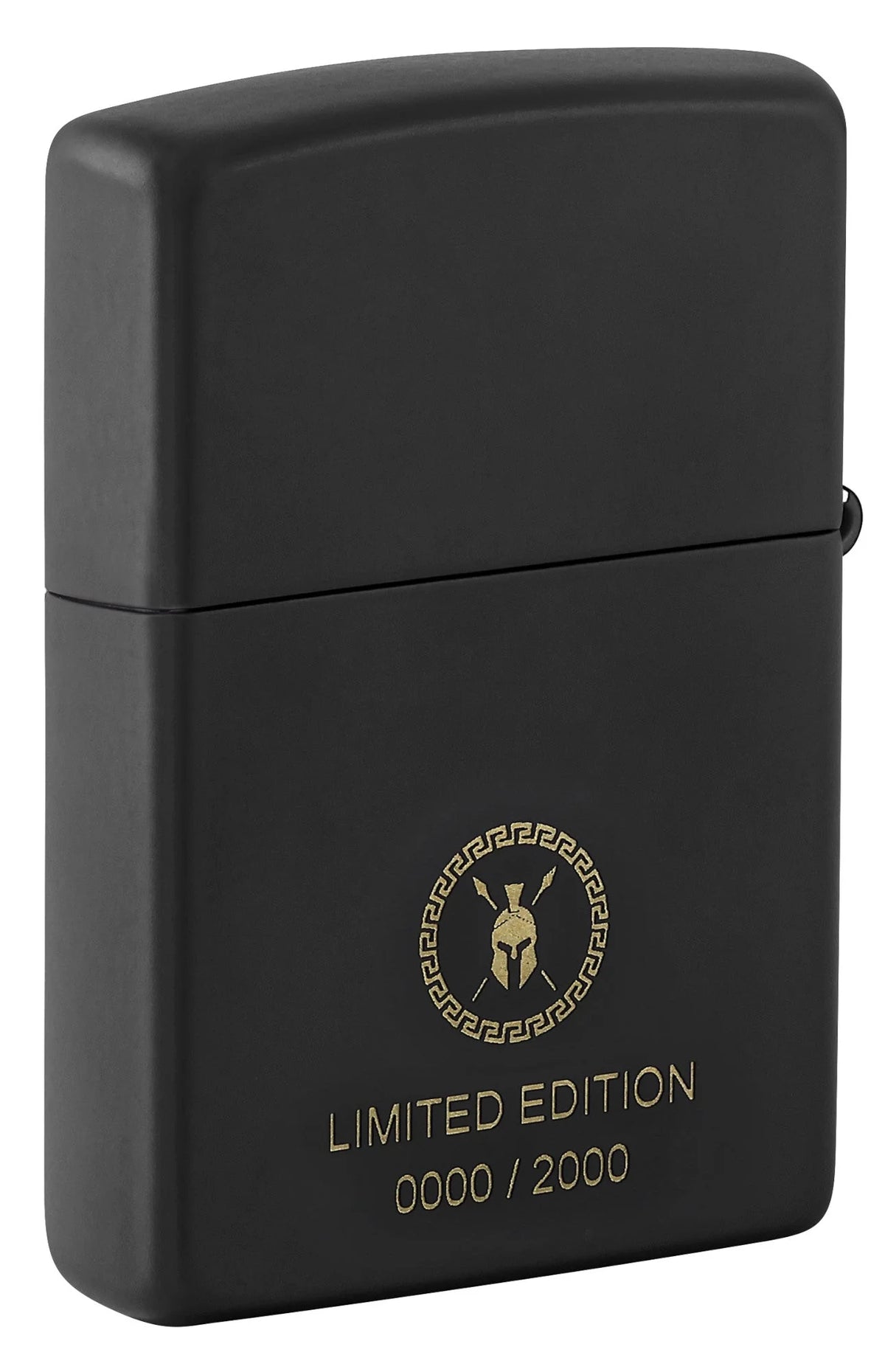 Rückseite des Zippo Antikes Sparta mit Limited Edition Hinweis und Nummerierung 0000 von 2000