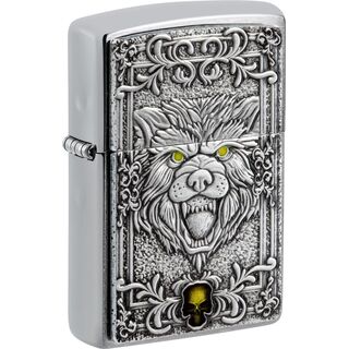 Einfach genial, dieses Wolf Emblem mit einem Epoxy Inlay eines Totenkopfs. Wunderbare Verzierungen machen aus diesem bösen Wolf Zippo ein tolles Endprodukt.