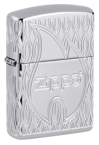 Welche ein glanzvolles Zippo Benzinfeuerzeug. Als Basis dient das High Polished Chrome in einer Heavy Wall Ausführung. Veredelt wurde dieses Zippo rundum mit einem 360° MultiCut Verfahren mit Flamme und tollem Muster.