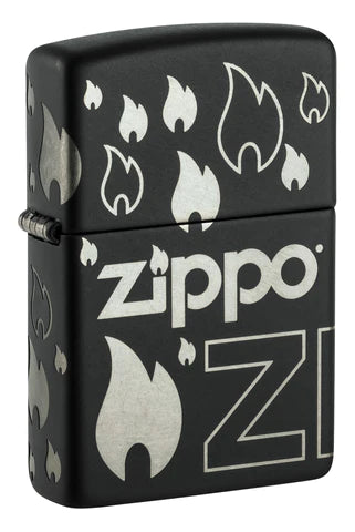 Ein 360° gelasertes Black Matte Zippo Benzinfeuerzeug mit wunderbaren Chrome Einlagen. Sehr edel und elegant.