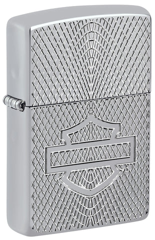 Das neuste Zippo Harley-Davidson Sammlerstück 2024 wurde in einer Armor - Heavy Wall - Hight Polished Chrome Ausführung produziert. Es besticht durch eine 2-seitige Deep Carve Gravur der höchsten Klasse. Sehr speziell ist auch der schwarz beschichtete Einsatz mit einer gravierten Flamme. Ein absoluter Hammer für jeden Harley-Davidson und Zippo Fan.