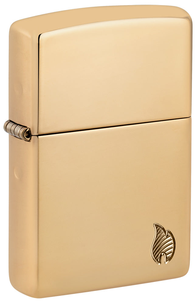 Das abgebildete Zippo Benzinfeuerzeug ist ein edles Modell, das mit einem Gehäuse aus hochglanzpoliertem Messing überzeugt. Die glänzende Oberfläche verleiht dem Feuerzeug eine luxuriöse und elegante Ausstrahlung, die es zu einem echten Blickfang macht.