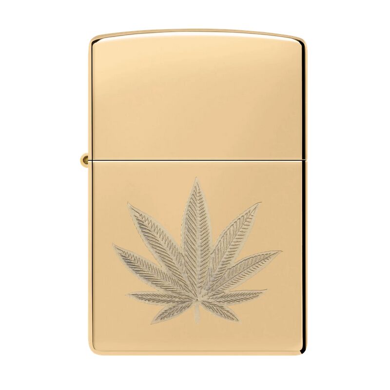 Zippo Cannabis Gravur geschlossen High Polish