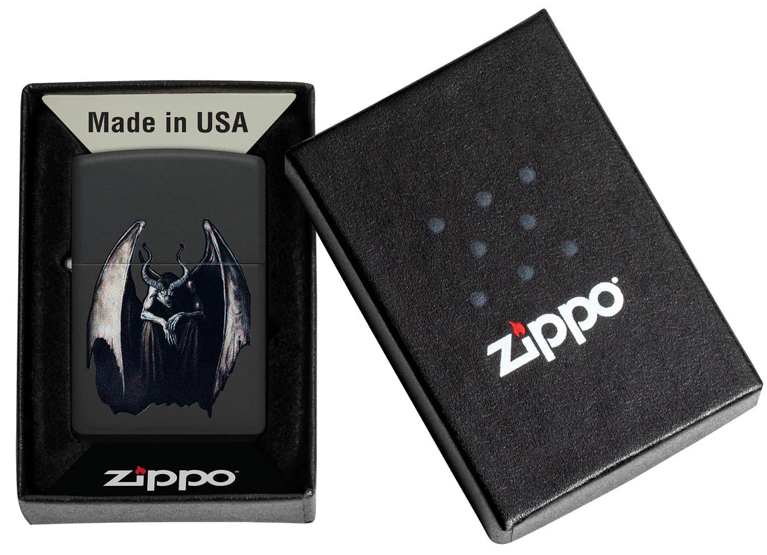 Zippo Feuerzeug Vampir-Fledermaus Black Matte in Geschenkbox
