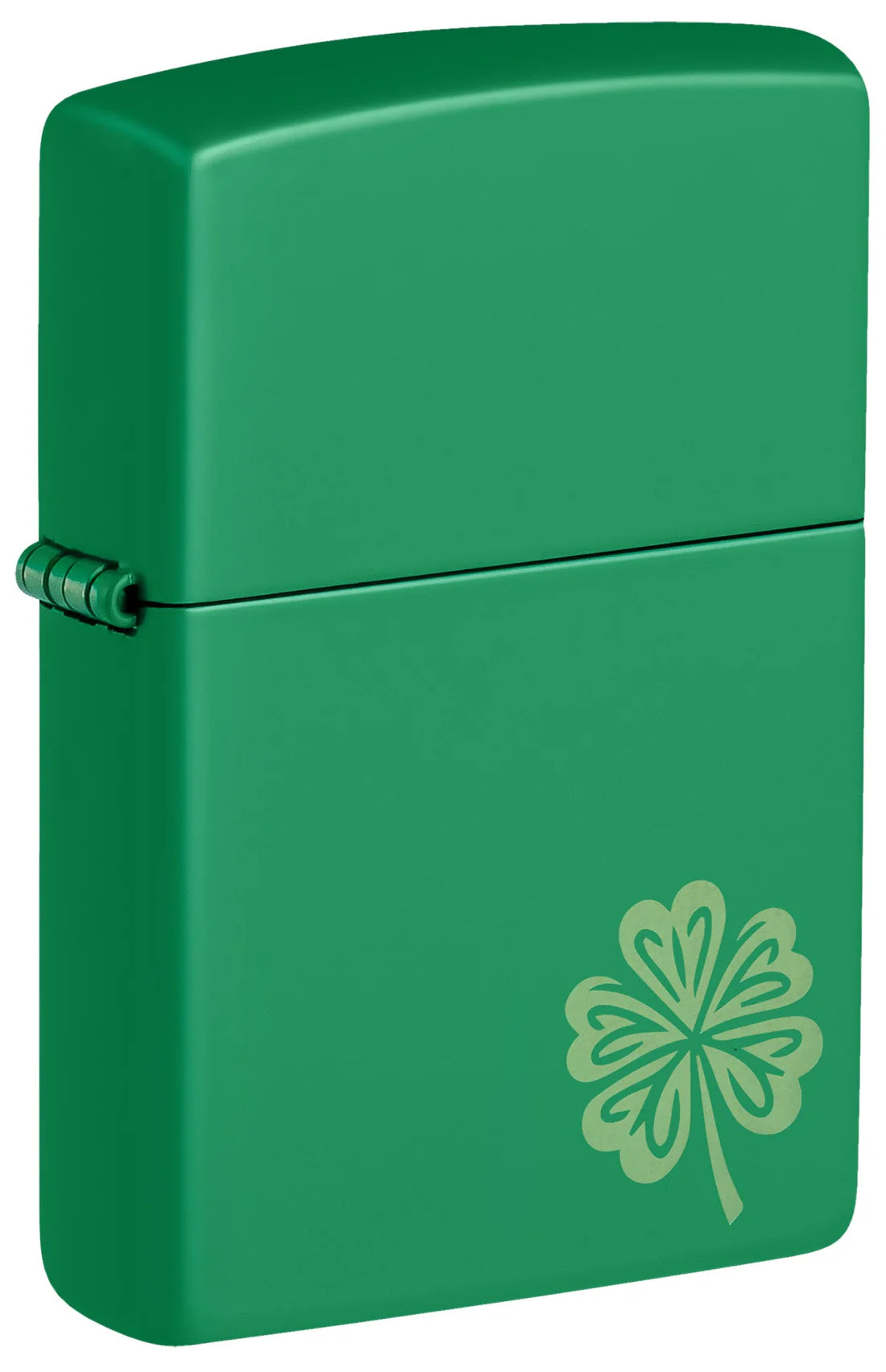 Zippo Feuerzeug in Gras Green Matte mit eingraviertem Glückskleeblatt