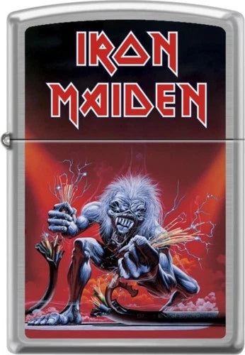 ron Maiden Zippo Feuerzeug „A Real Live Dead“ in Geschenkbox, Chrome Brushed Oberfläche