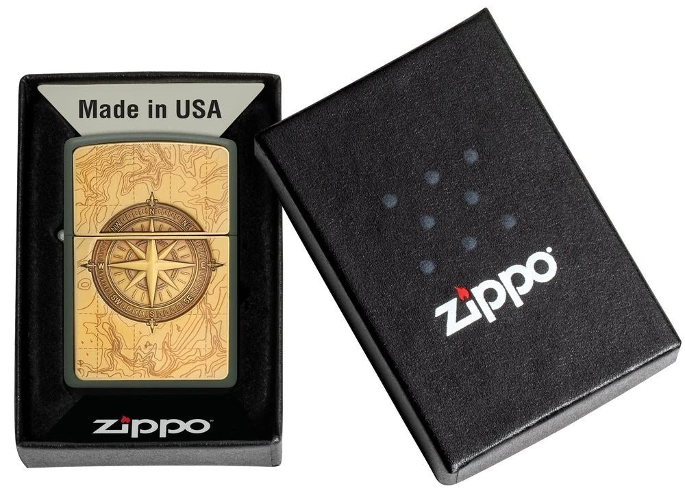 Zippo Feuerzeug Kompass Emblem in Geschenkbox