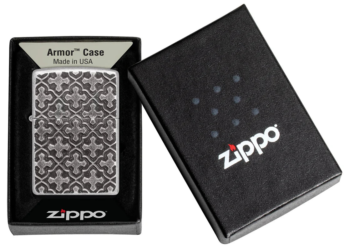 Armor Antique Silver Zippo Feuerzeug in Armor-Geschenkbox