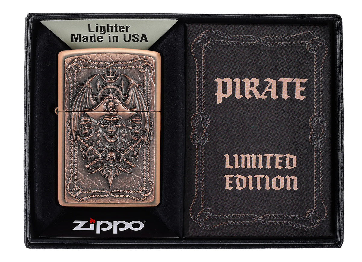 Zippo Pirat Limited Edition in Pirat Luxury Geschenkverpackung mit schwarzer Präsentationsbox
