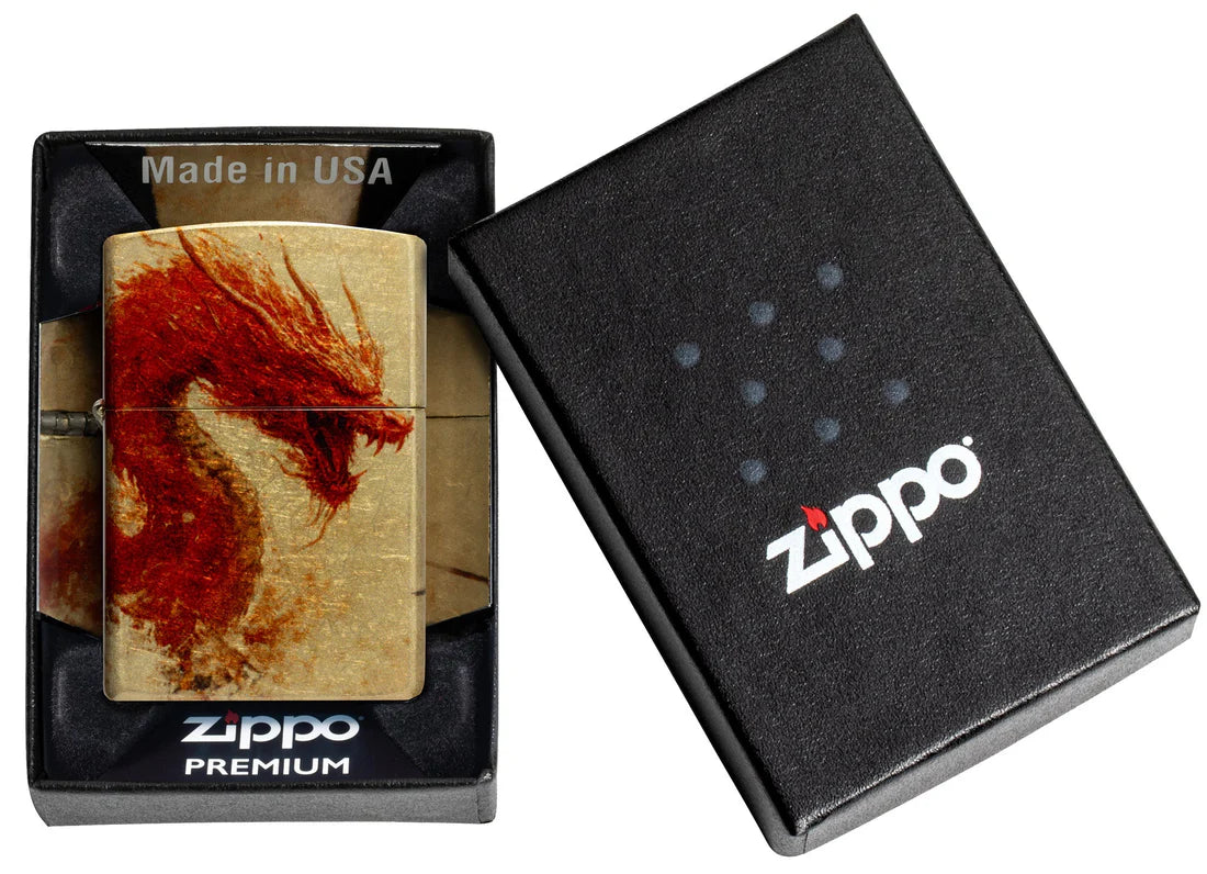 Zippo Verpackung: Premium-Box „Made in USA“ mit Produkt im Display.
