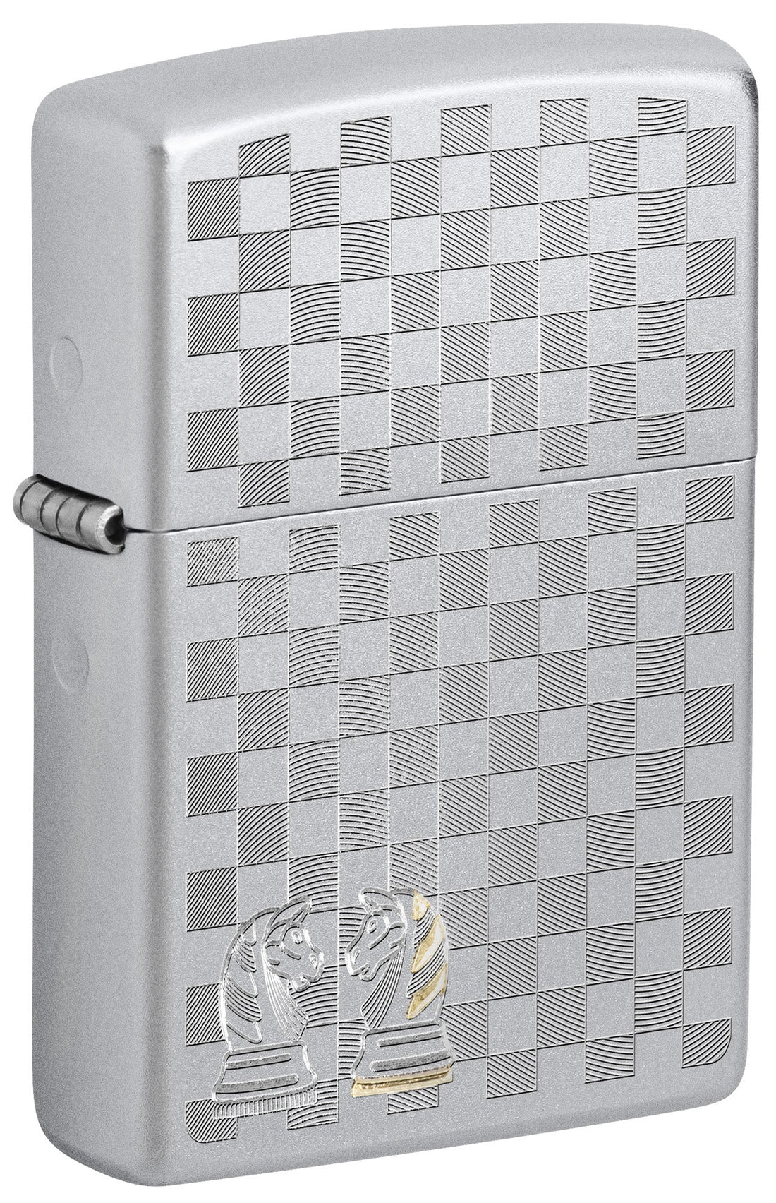 Zippo Feuerzeug mit Satin Chrome Oberfläche, geschlossen, Auto Two Tone Design