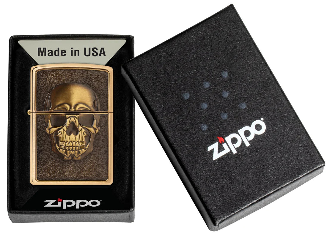 Zippo Totenkopf Feuerzeug in Geschenkbox