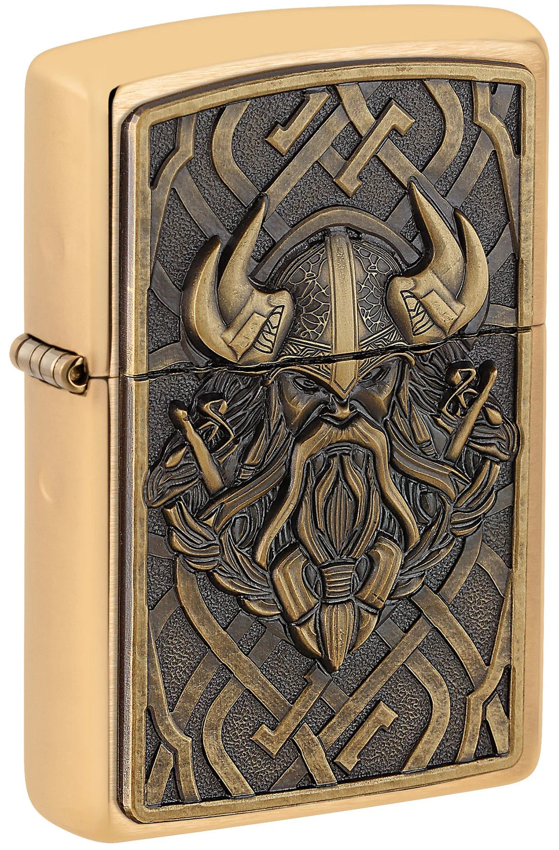 Zippo Feuerzeug Wikinger Limited Edition – Seitenansicht mit Relief-Emblem