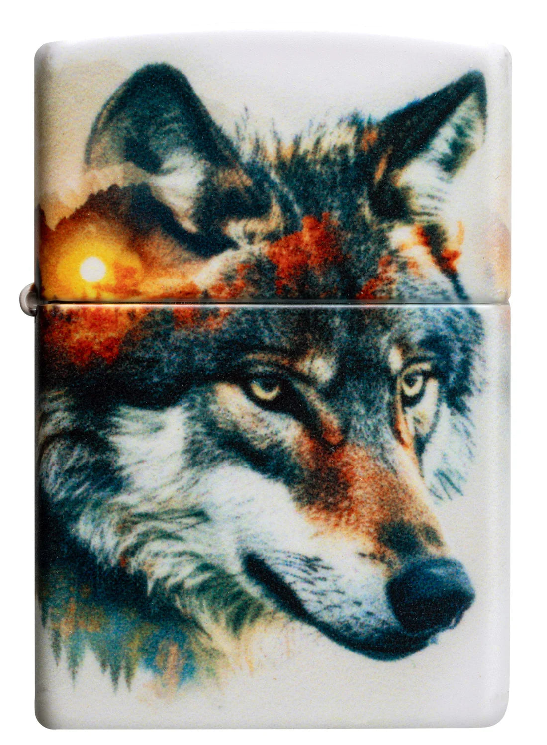 Zippo Feuerzeug Wolf Gesicht Nahaufnahme mit Naturdesign