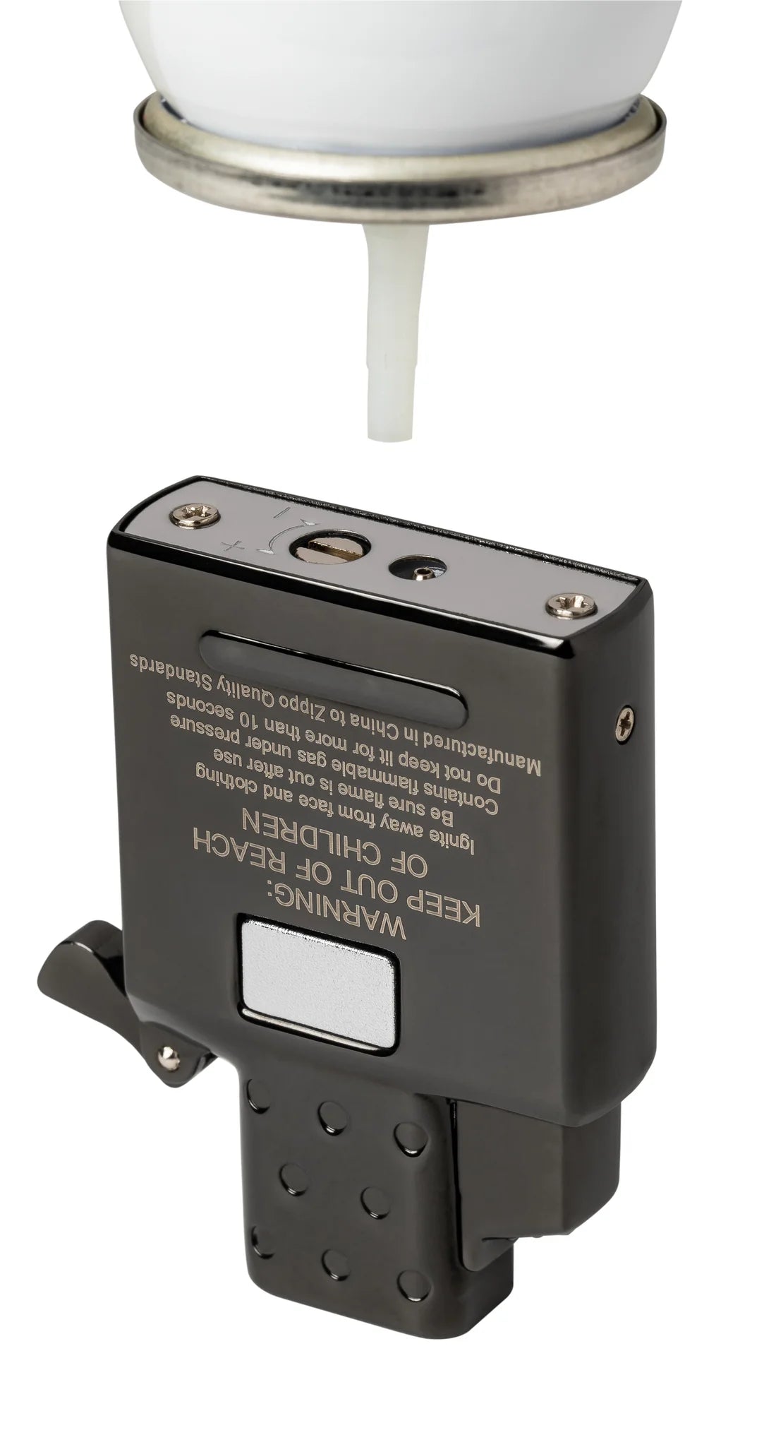 Zippo-Single-Flame-Einsatz Schwarz von Unten mit Auffüllanzeige.