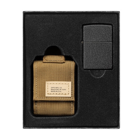 Ein wunderbares Geschenkset, mit militärischen Spezialmaterialen hergestellt. Das Zippo Geschenkset beinhaltet: