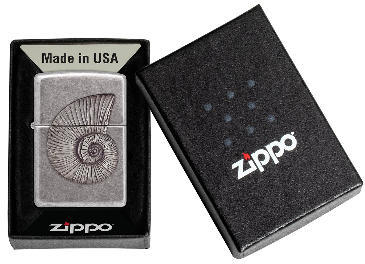Zippo Feuerzeug Fossile Muschel in originaler Geschenkverpackung One Box