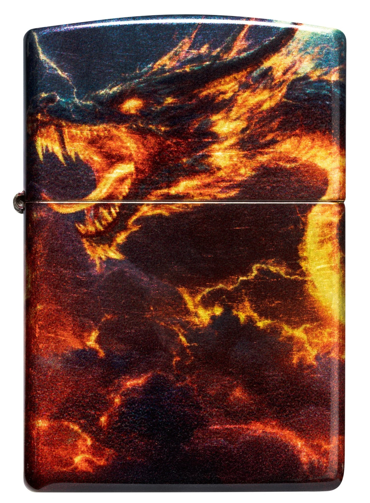 Zippo Feuerzeug Zorn des Drachens Frontansicht mit intensivem Drachenkopf-Motiv