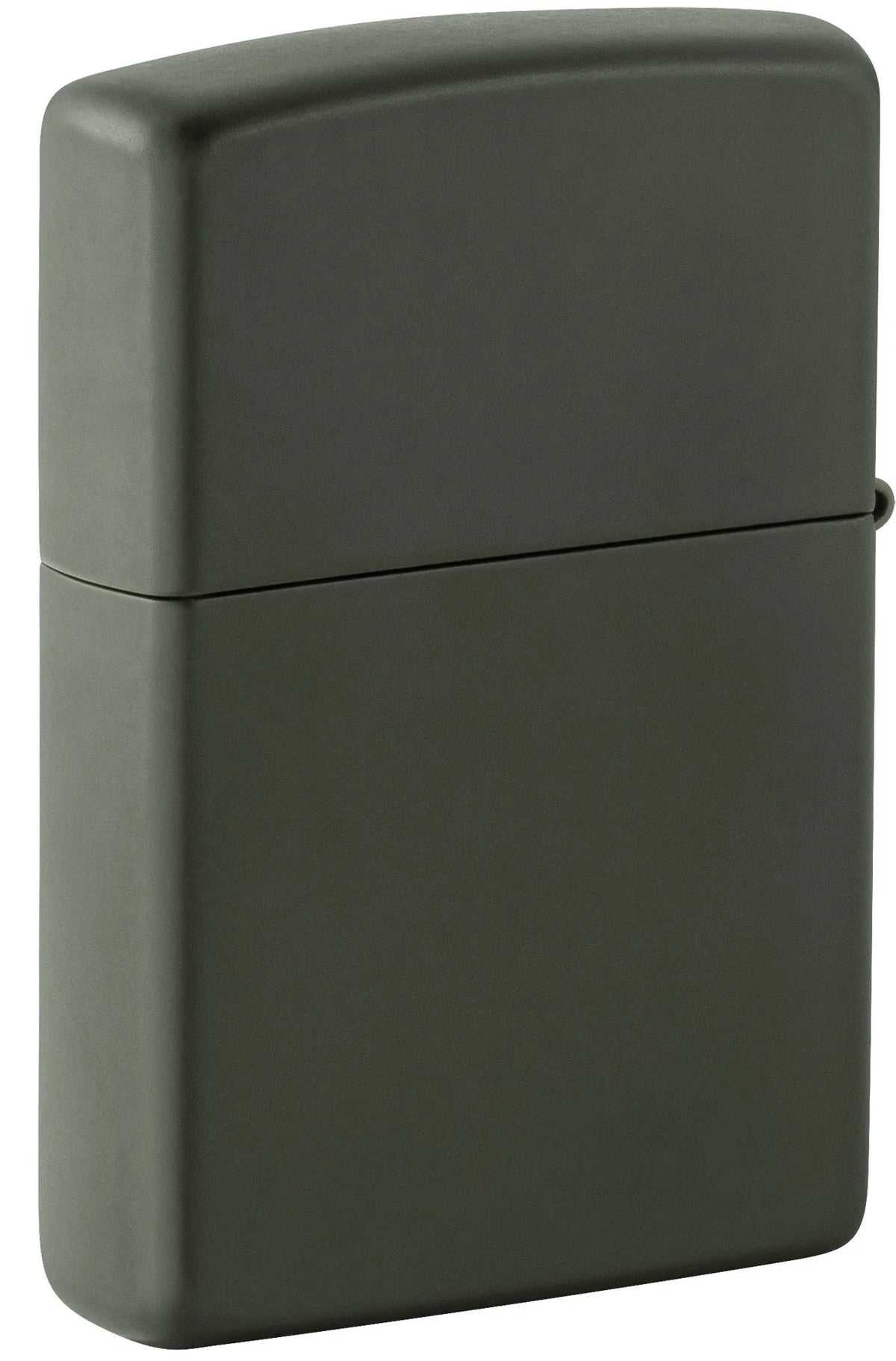 Rückseite des Zippo Vogel Gryff mit einfarbiger, matter dunkelgrüner Green-Matte-Oberfläche