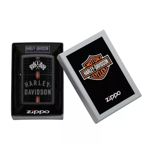 Zippo Harley-Davidson Winner’s Flag in der speziellen One-Box-Geschenkverpackung mit Markenlogo