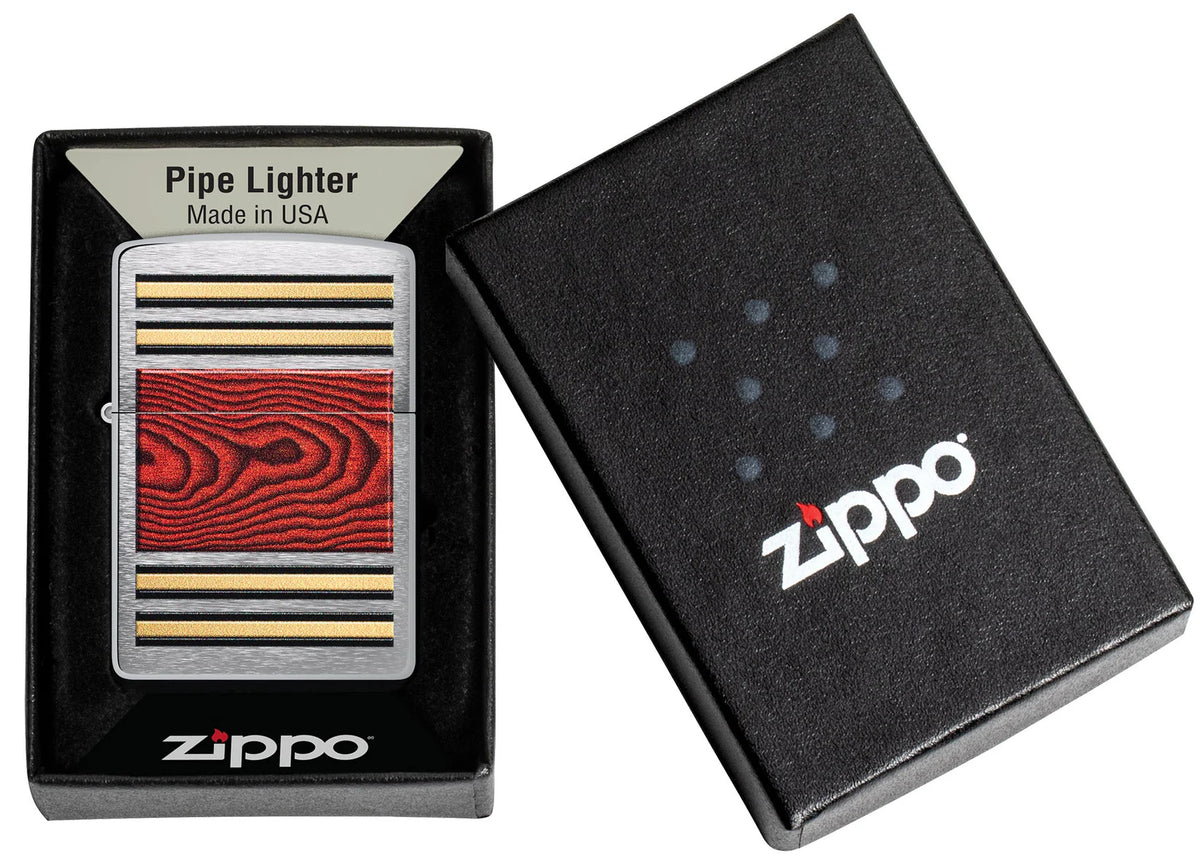 Original Zippo Pfeifen-Geniesser in der schwarzen Geschenkverpackung One Box mit sichtbarem Woodgrain Design