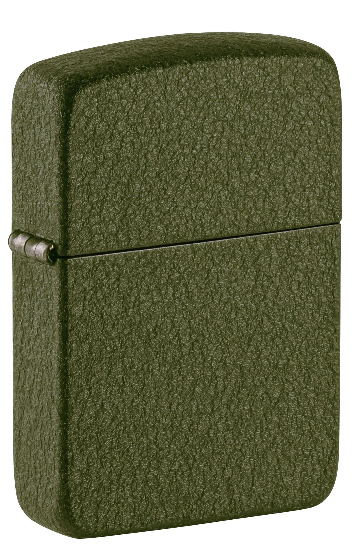 Geschlossenes Zippo Replica 1941 mit olivgrüner Green-Crackle-Oberfläche und abgerundeter Gehäuseform