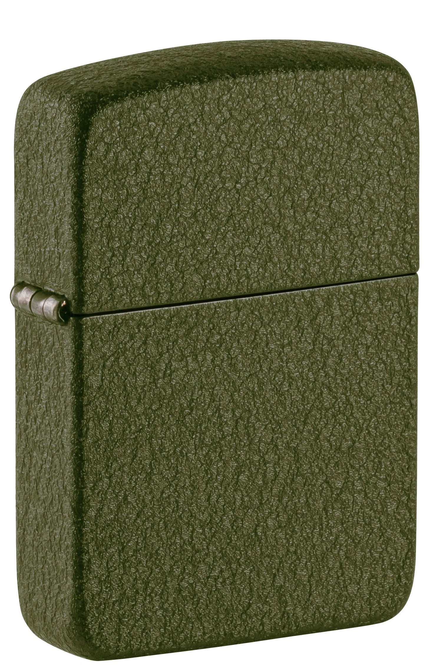 Geschlossenes Zippo Replica 1941 mit olivgrüner Green-Crackle-Oberfläche und abgerundeter Gehäuseform