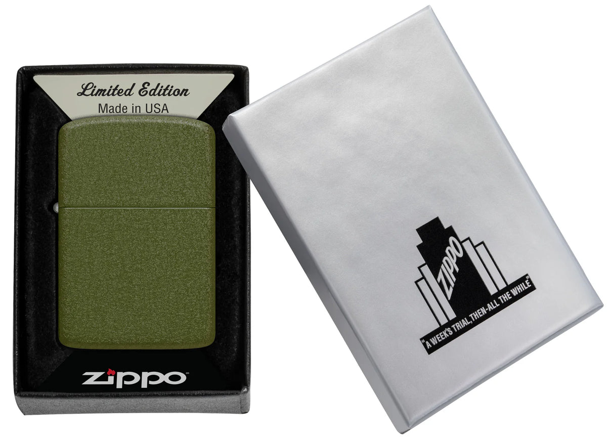 Zippo Replica 1941 Green Crackle in der Limited-Edition-Sonderverpackung mit silberfarbener Aussenbox