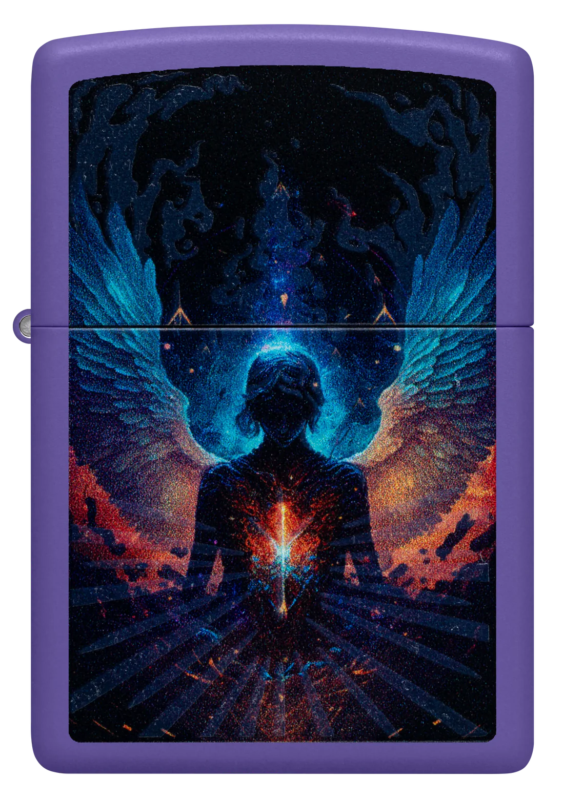 Zippo Engel Black Light – Mystisches Design auf Purple Matte
Einzigartiges Zippo Benzinfeuerzeug mit Engel-Motiv. Unter Schwarzlicht leuchtet das Design in intensiven Blau- und Violetttönen.
