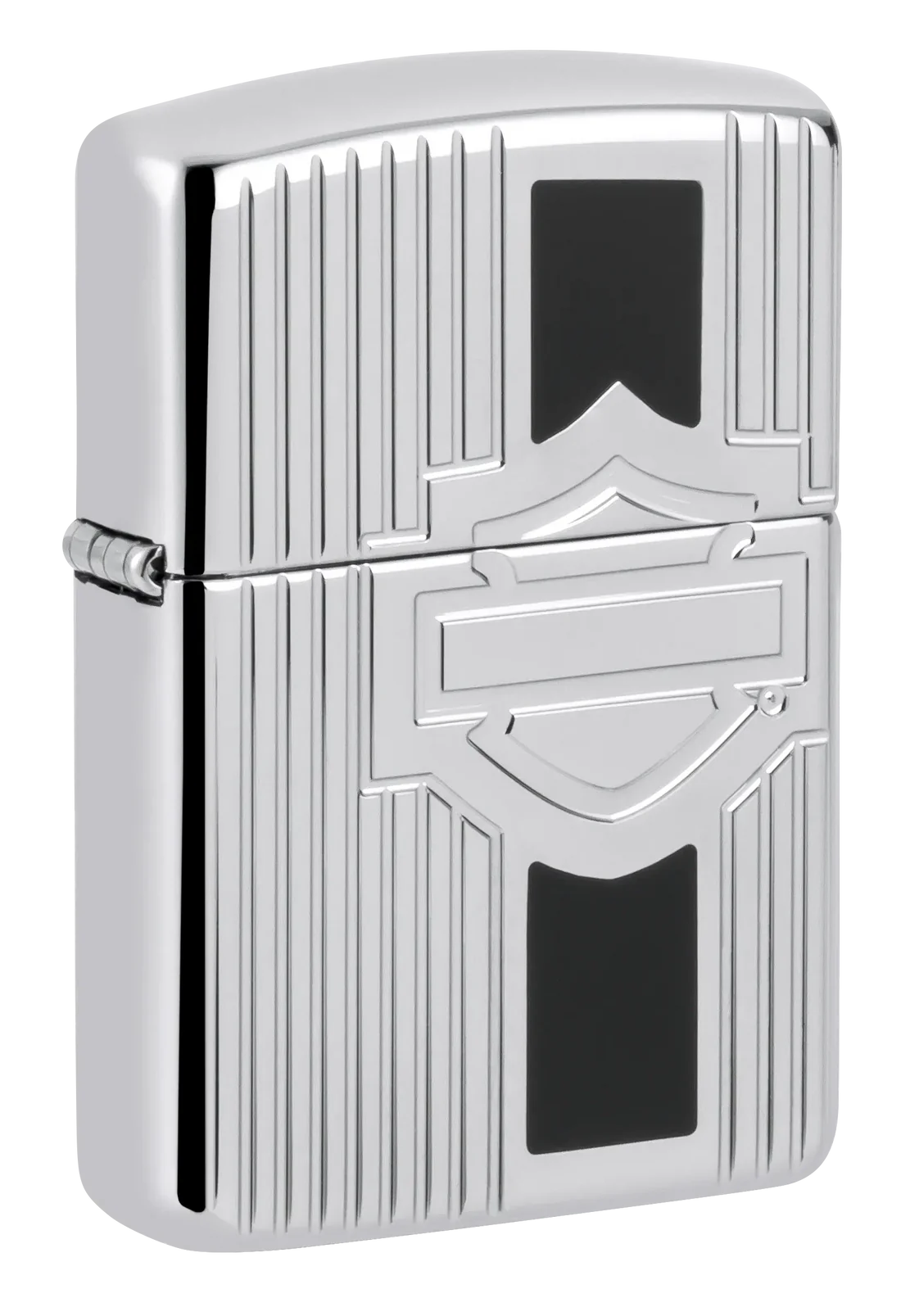 Dieses Premium Limited Zippo Benzinfeuerzeug hat ein hochwertiges, silbernes Gehäuse mit vertikalen Rillen