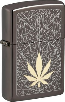 Äusserst elegant und edel, ein Black Ice Cannabis Zippo Feuerzeug mit einer Two Tone Laser Gravur.