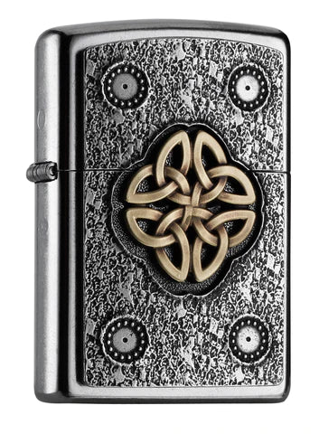 Der keltische Knoten, ein wohlbekannter Begriff. Eine wunderbare Abbildung auf einem Street Chrome Zippo Benzinfeuerzeug.