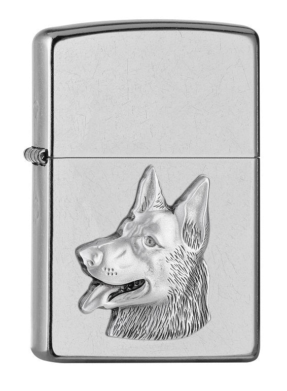Das Zippo Schäferhund, mit diesem schönen Street Chrome Zippo Benzinfeuerzeug hast Du Deinen besten Freund immer dabei.