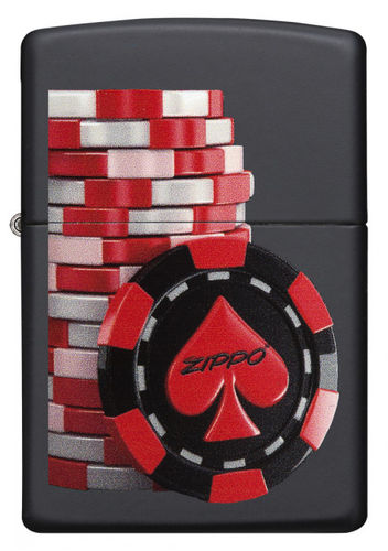Hier findest Du das, was der Spieler beim Poker braucht, die notwendigen Poker Coins die Du nie verlieren kannst. Ein schönes Black Matte Color Image Zippo Benzinfeuerzeug.