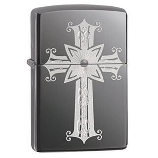 Ein wunderbares Zippo Kreuz Feuerzeug. Elegant gelasert auf einem schönen Black Ice High Polished.