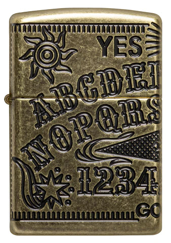 Zur Kontaktaufnahme mit der Geisterwelt wird das Ouija Brett verwendet. Die Teilnehmer legen ihre Finger auf das Brett und rufen nach den Geistern. Schon ein bisschen gruselig, aber eben, ein wunderbares Zippo Armor Antique Brass Zippo Benzinfeuerzeug.