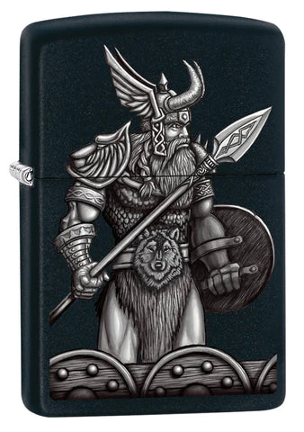 Ein geniales Vikinger Motiv auf einem Black Matte Zippo Feuerzeug. Eine tolle Ergänzung des Vikinger Sortiments.
