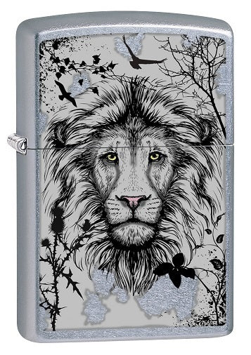 Der mächtige Kopf eines Löwen ziert dieses tolle Street Chrome Color Image Zippo Benzinfeuerzeug. Ein schöne und detaillierte Ausführung.
