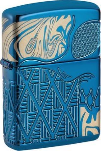 Mit dem MultiCut Laser Verfahren wurde auf einem High Polished Blue ein wunderbares Zippo Benzinfeuerzeug geschaffen. Ein sehr elegantes 360° bearbeitetes Zippo der edlen Art.